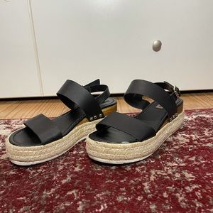 Black platform sandals